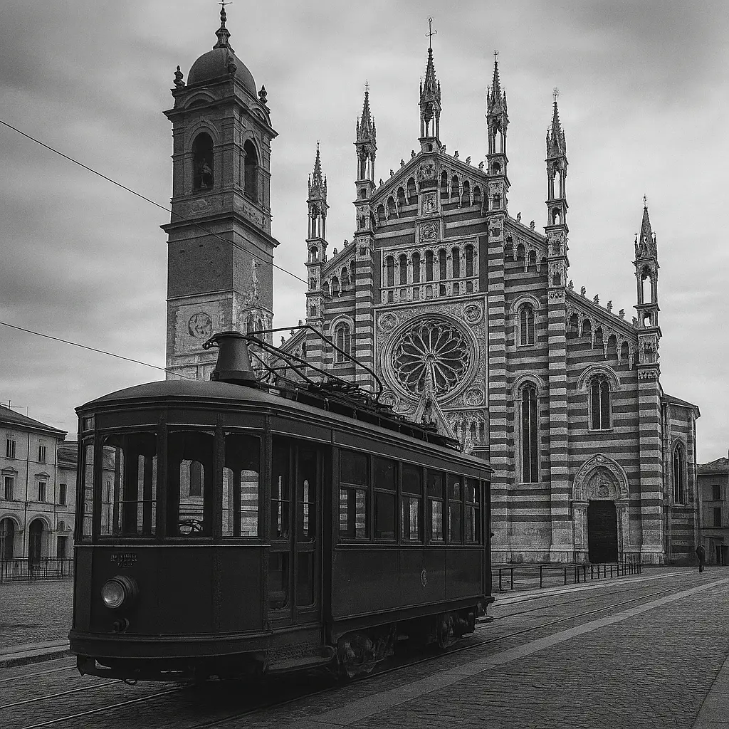 Un tram che attraversa Monza