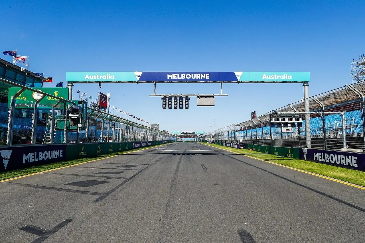Il traguardo del circuito di Albert Park sede del GP d'Australia
