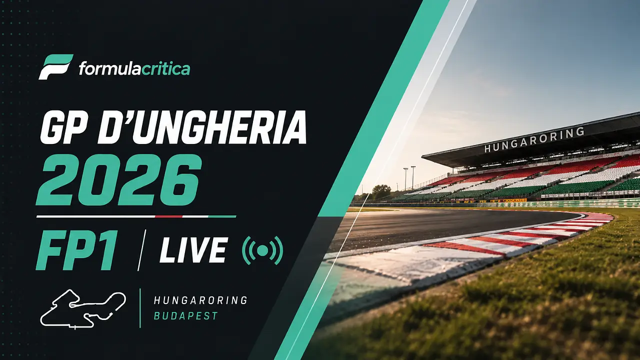 GP d'Ungheria 2026: segui le FP1 live con Formulacritica