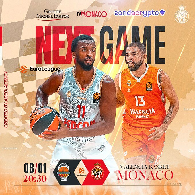 Valencia v Monaco, duello per il primato nel Round 21 di Eurolega