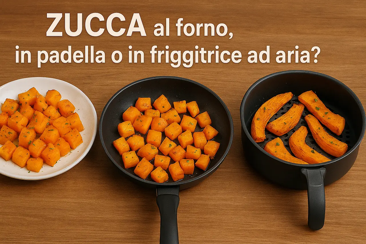 Zucca al forno, in padella o in friggitrice ad aria cottura