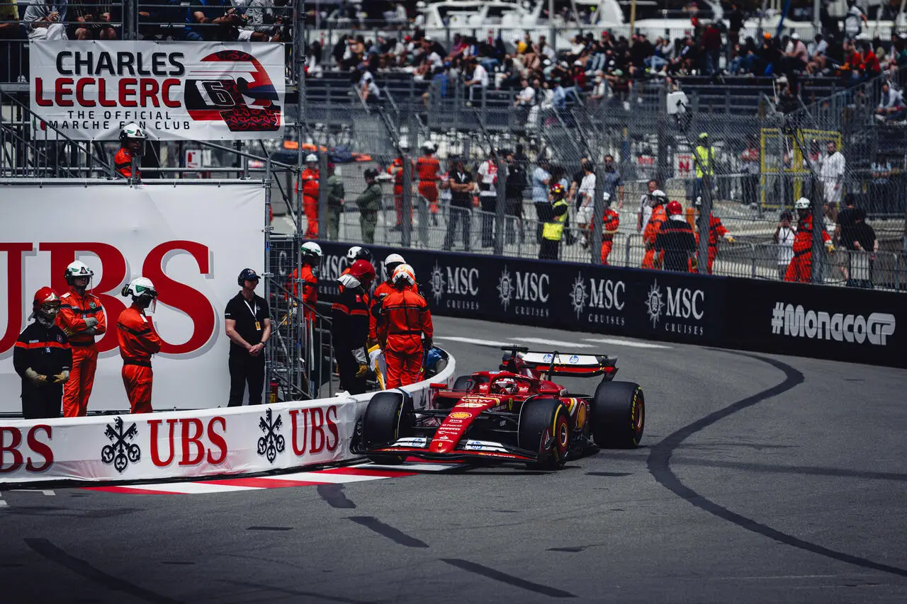 La Ferrari di Charles Leclerc nelle libere del GP di Monaco 2024