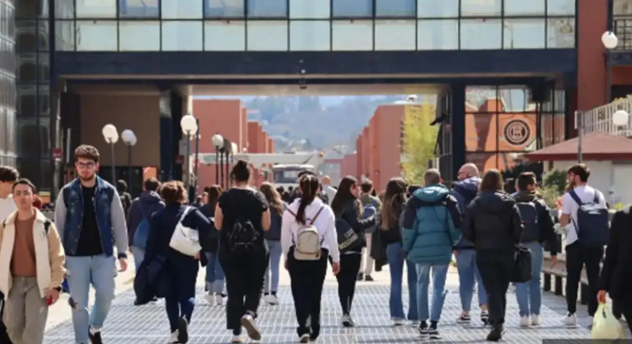 Università della Calabria, ragazzi sul ponte.
