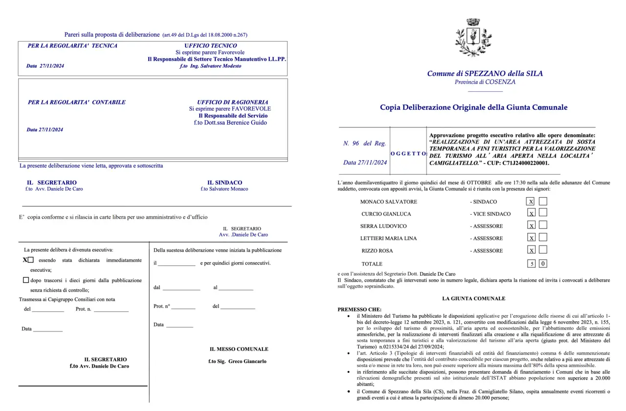 Delibera Spezzano della Sila