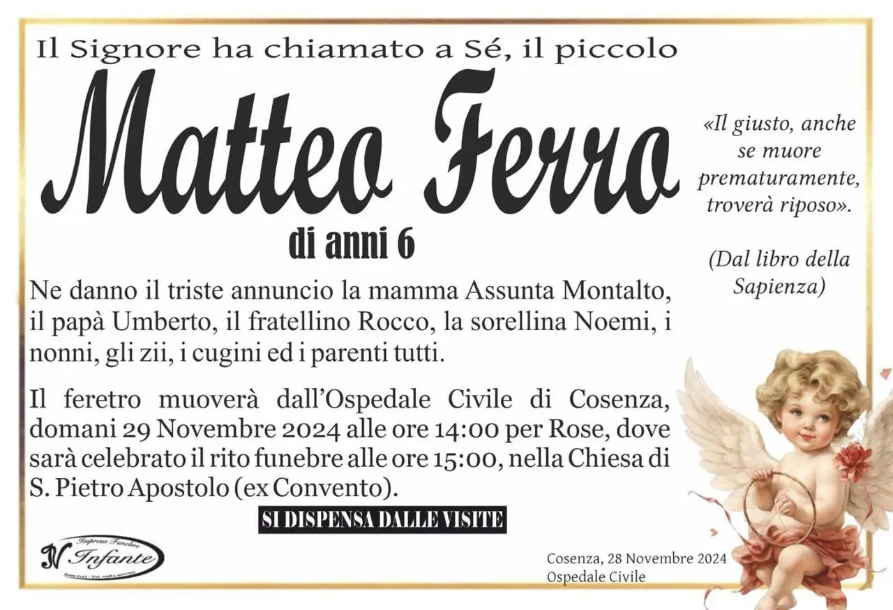 Manifesto funebre Matteo Ferro