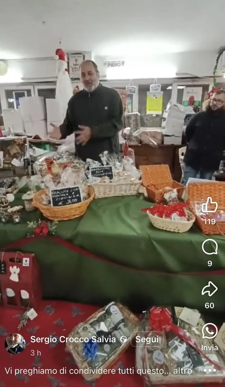 Sergio Crocco nella sede dell’Associazione Terra di Piero durante il video messaggio