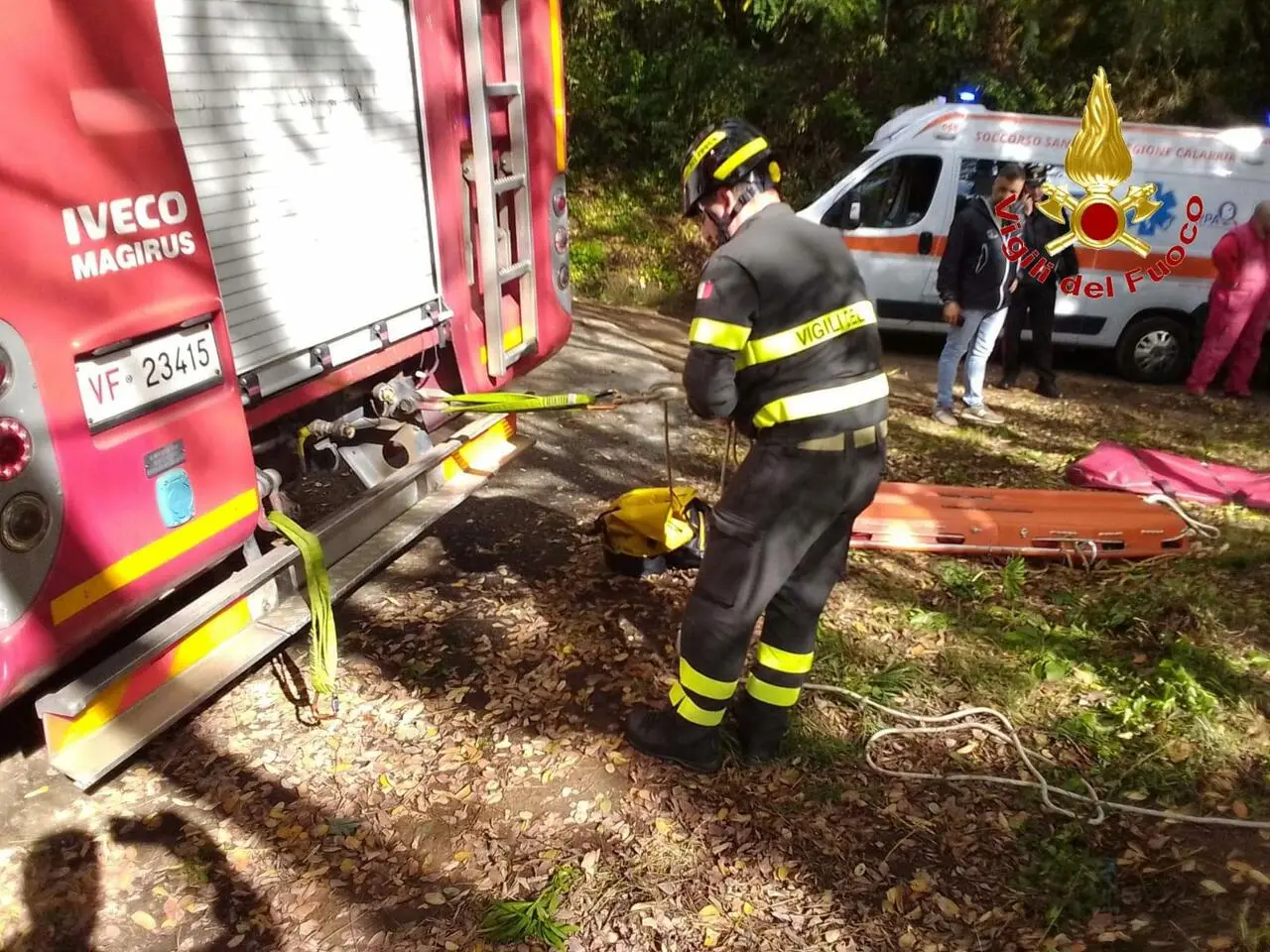 Il recupero da parte dei vigili del fuoco