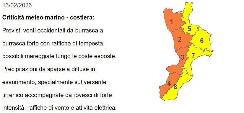 Il bollettino della Protezione civile calabrese