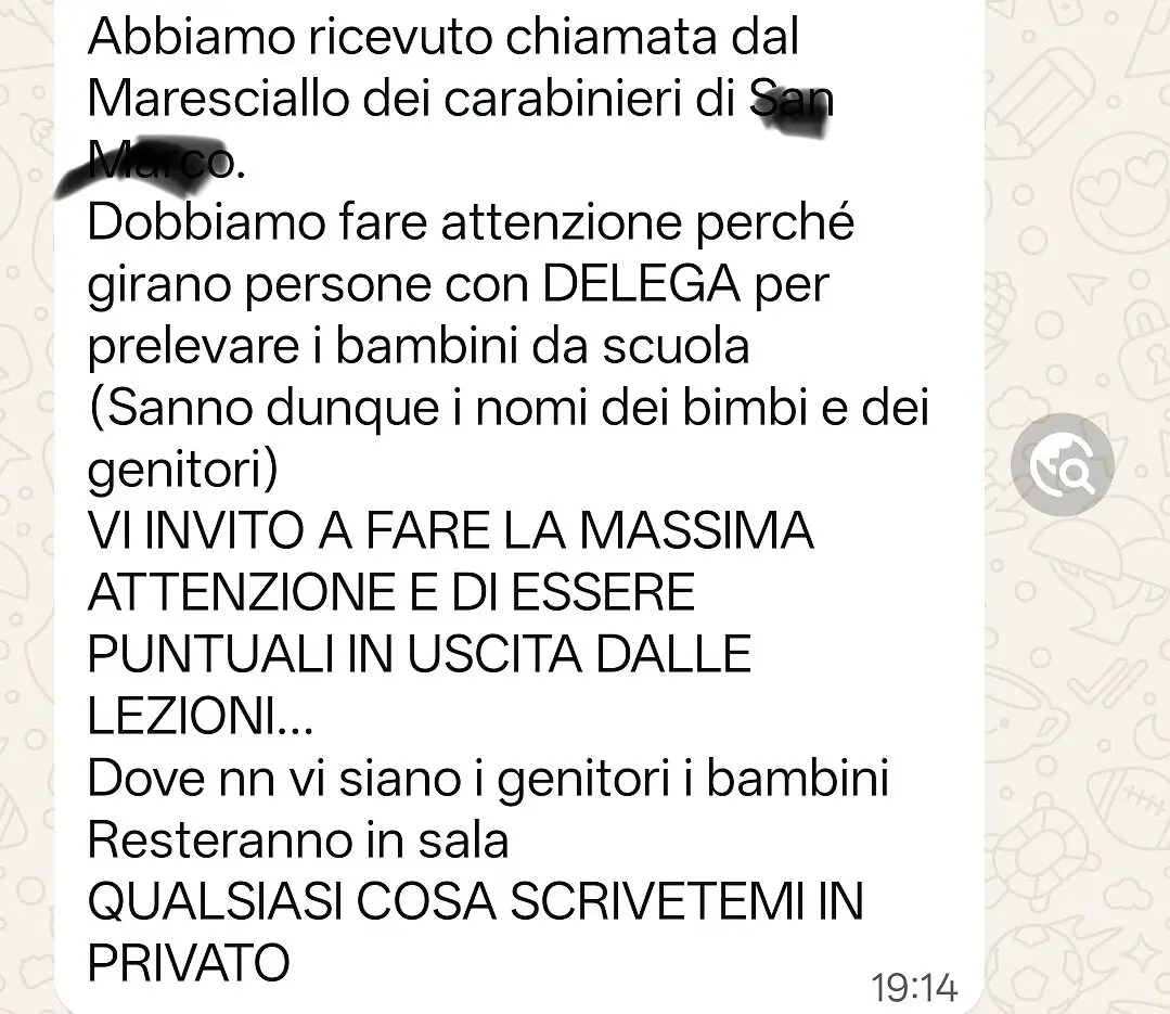 Il testo del messaggio