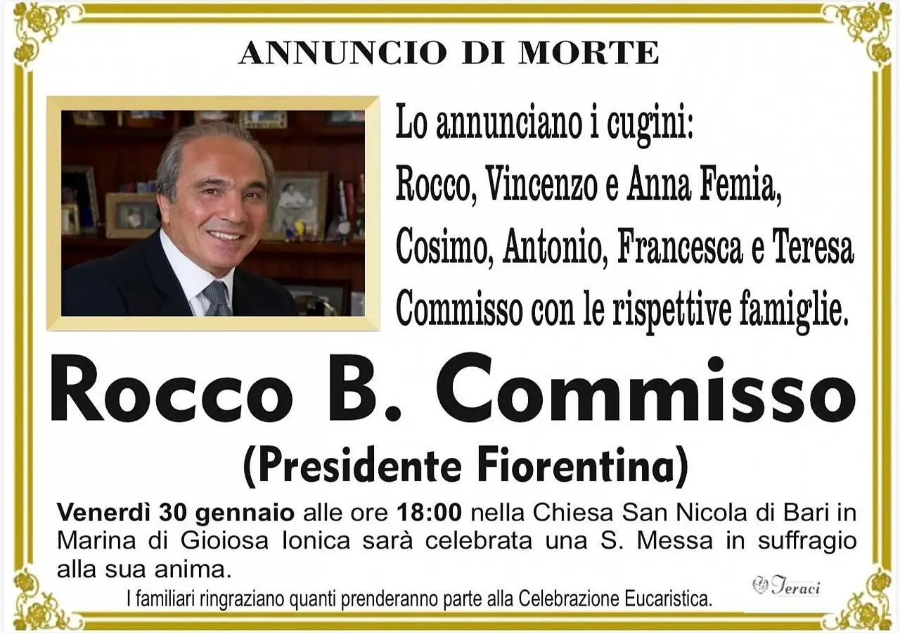 Il manifesto per Rocco Commisso
