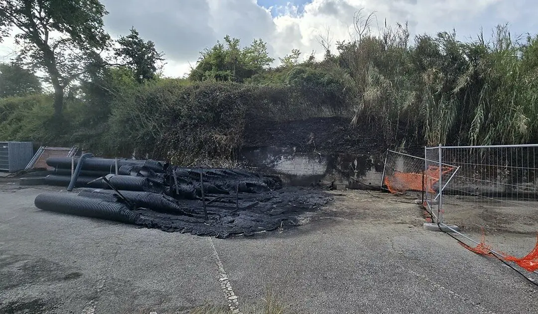 Incendio al cantiere Maione Terminal bus