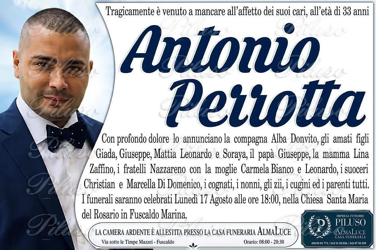 Manifesto funebre Antonio Perrotta