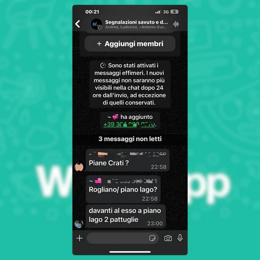 Il gruppo whatsapp del Savuto