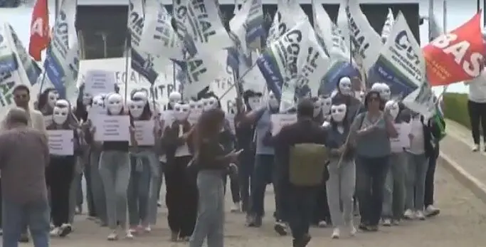 La protesta dei lavoratori Konecta