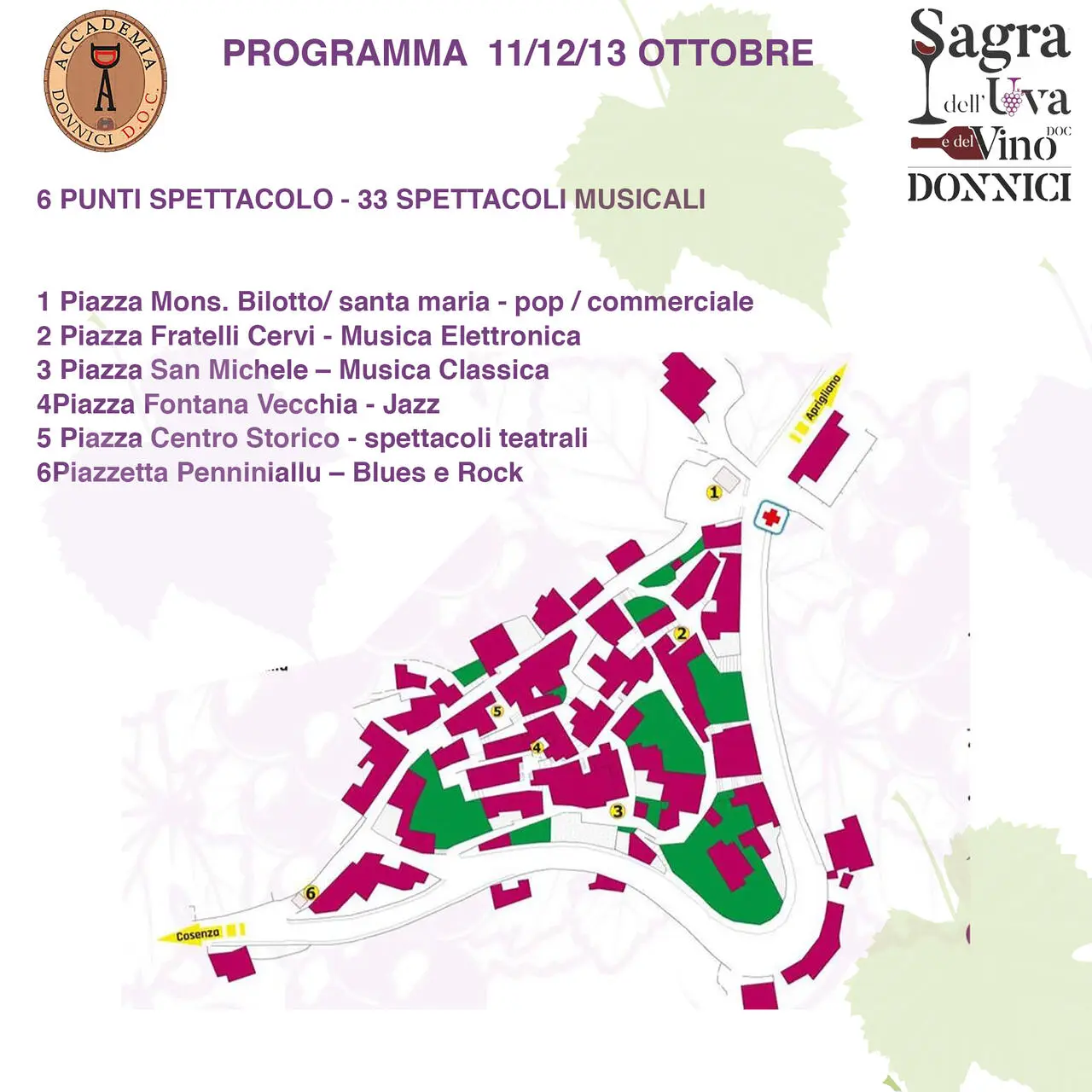 Locandina programma sagra dell'uva e del vino di donnici