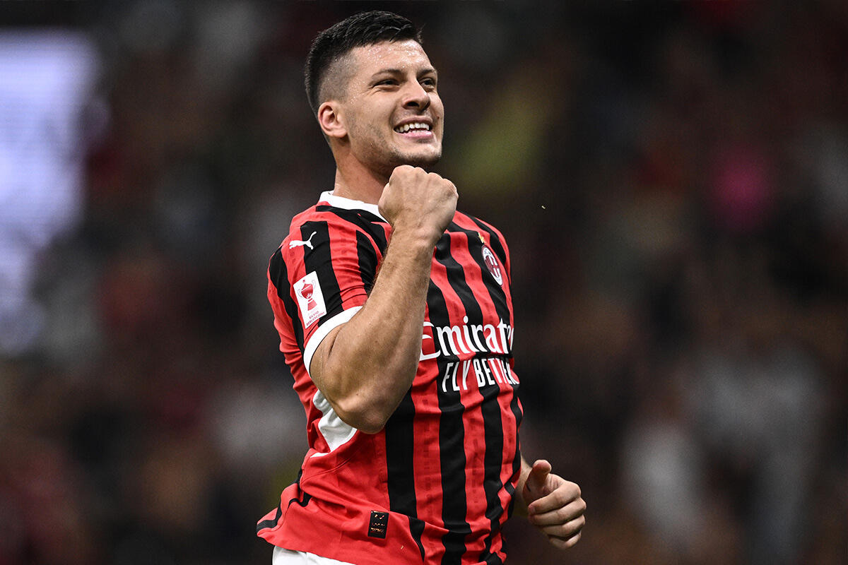 Esultanza Luka Jovic Trofeo Berlusconi 2024 Milan-Monza