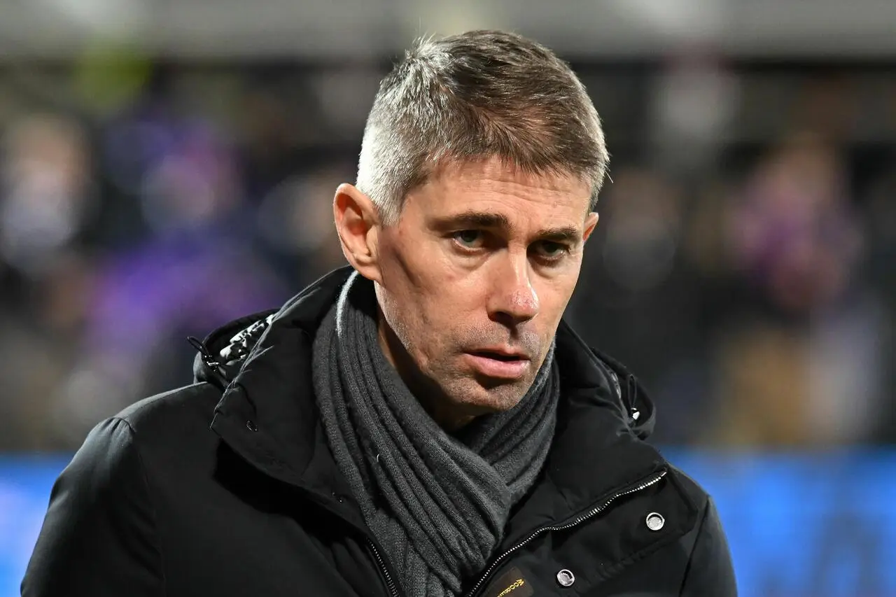 Frederic Massara of AC Milan looks on during the Serie A match between ACF Fiorentina and AC MIlan at Stadio Artemio Franchi on March 04, 2023 in Florence, Italy