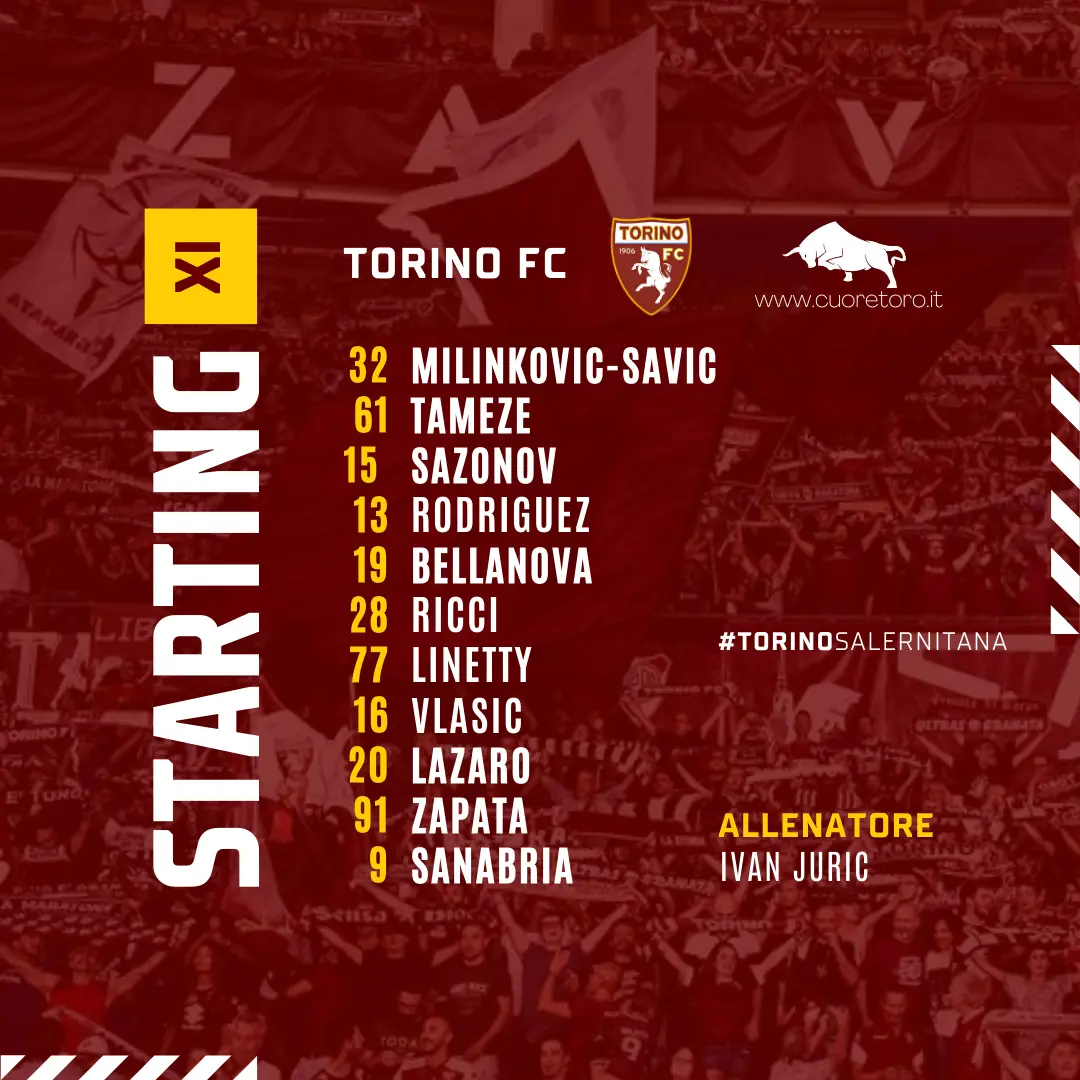 Formazione Torino Salernitana