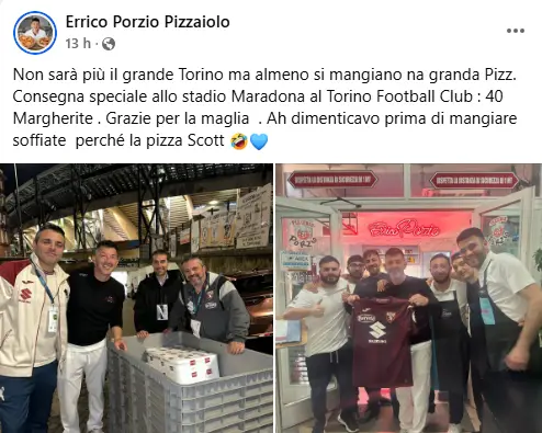 Errico Porzio Pizzaiolo, 40 margherite al Torino Fc