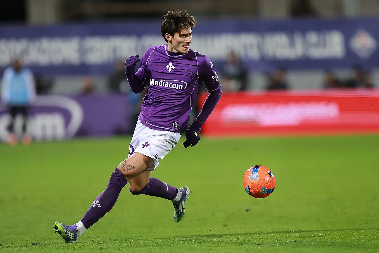 Niccolò Fortini in azione con la maglia della Fiorentina