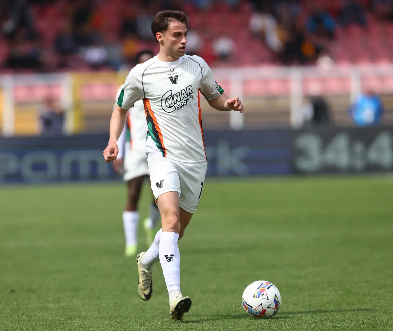 Gaetano Oristanio of Venezia during the Serie A match between Lecce and Venezia at Stadio Via del Mare on April 06, 2025 in Lecce, Italy.