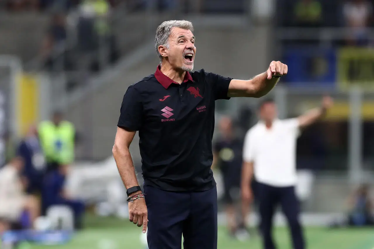 Marco Baroni, Head Coach of Torino, gestures during the Serie A match between FC Internazionale and Torino FC at Giuseppe Meazza Stadium on August 25, 2025 in Milan, Italy.