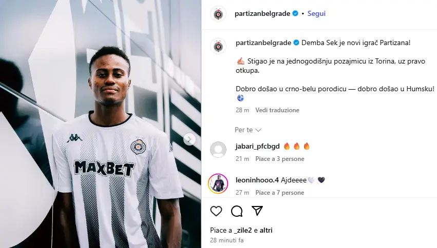 Demba Seck al Partizan