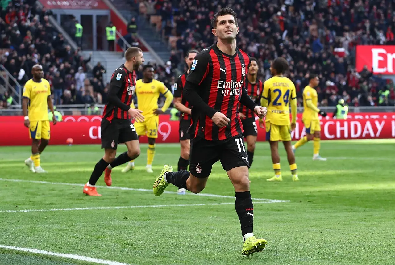 L'esultanza di Pulisic in Milan Hellas Verona