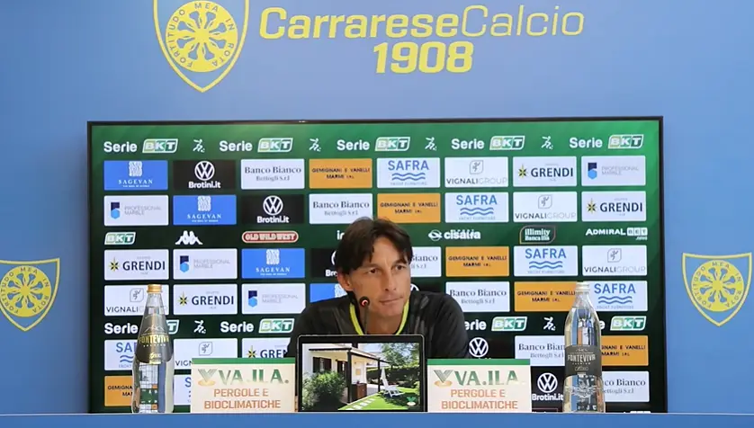 Gabriele Cioffi in conferenza stampa alla vigilia di Torino Carrarese