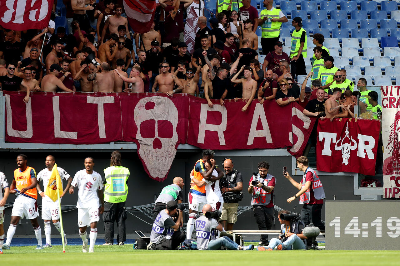 Roma Torino, esultanza della Maratona in trasferta