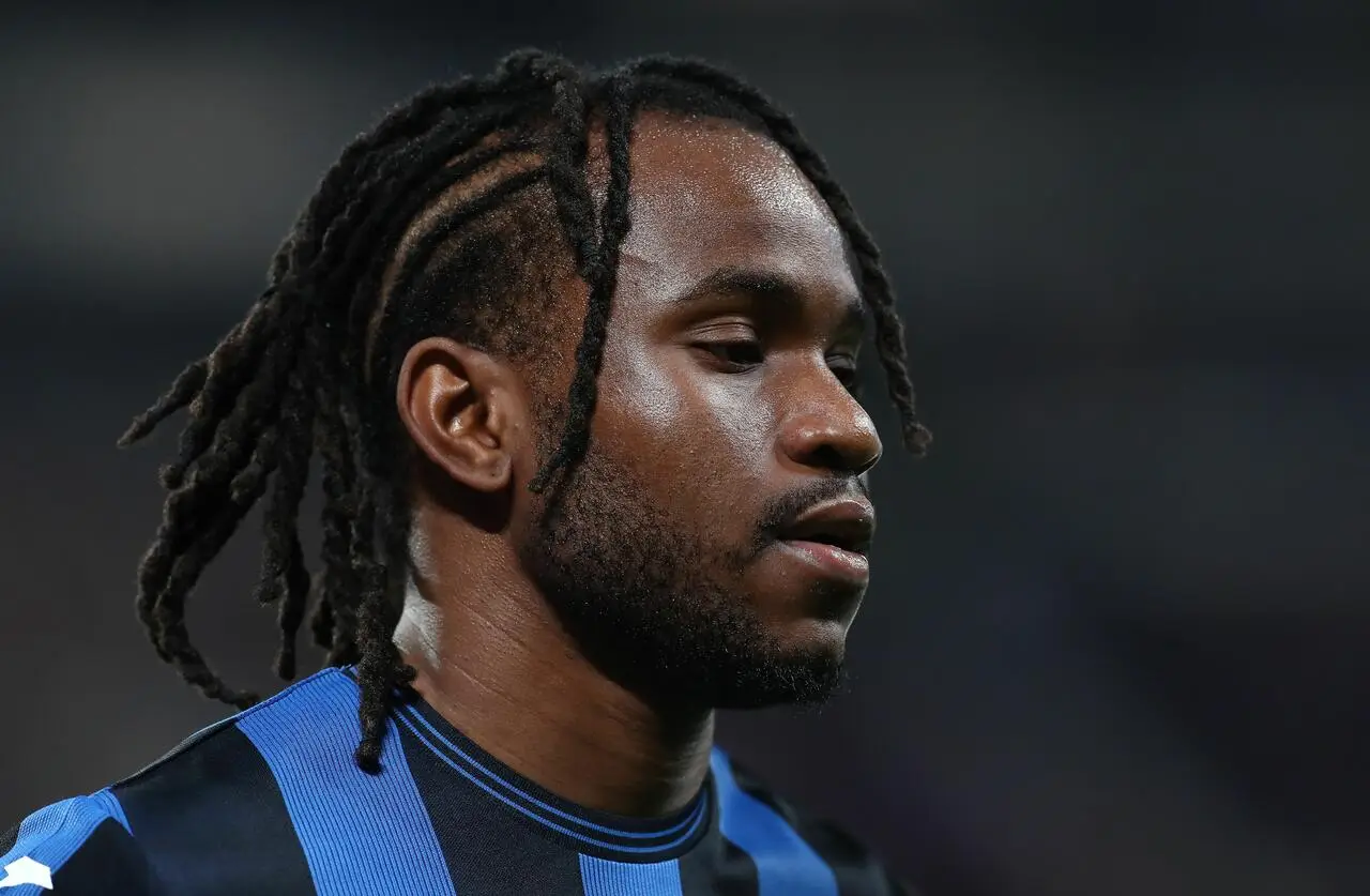 Ademola Lookman of Atalanta BC looks on during the Serie A match between Atalanta BC and Parma Calcio 1913 at Gewiss Stadium on May 25, 2025 in Bergamo, Italy.