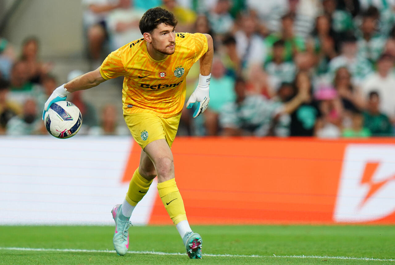 Franco Israel of Sporting CP in action during the Pre-Season Friendly match between Sporting CP and Celtic at Estadio Algarve on July 16, 2025 in Faro, Portugal.