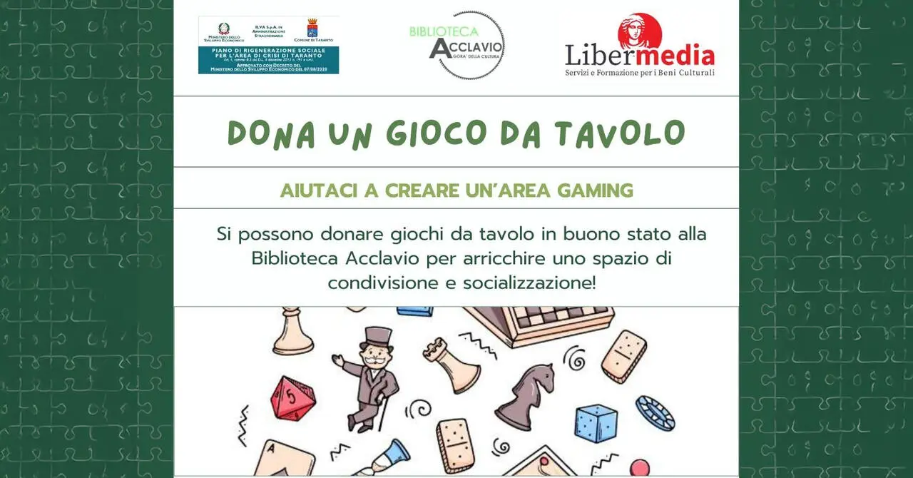 Biblioteca Acclavio: partecipa al progetto "Dona un gioco da tavolo"