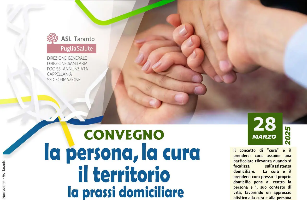 Taranto, convegno sull’assistenza domiciliare: "La persona, la cura, il territorio"