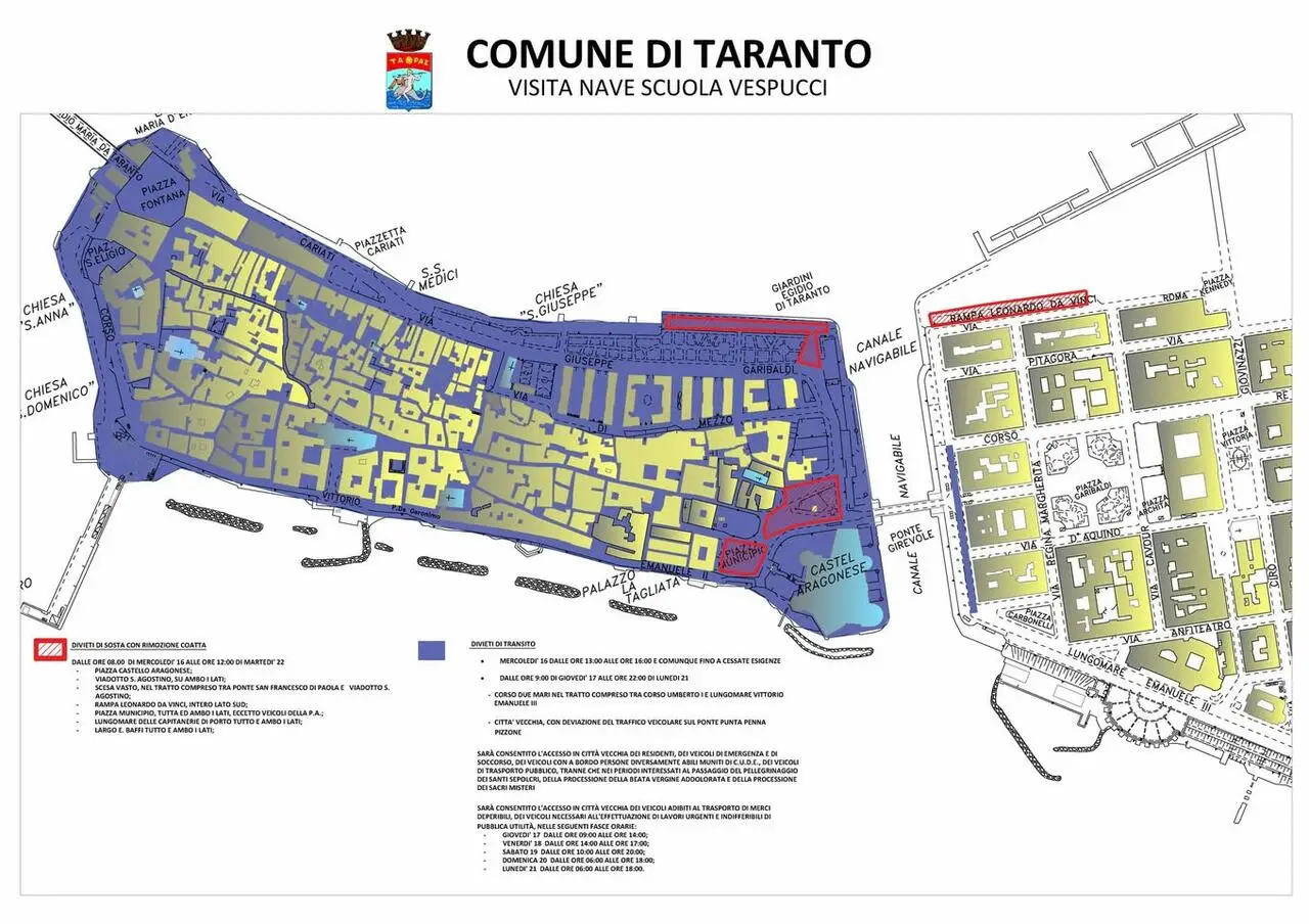 Modifiche viabilità a Taranto per i riti della Settimana Santa e Vespucci