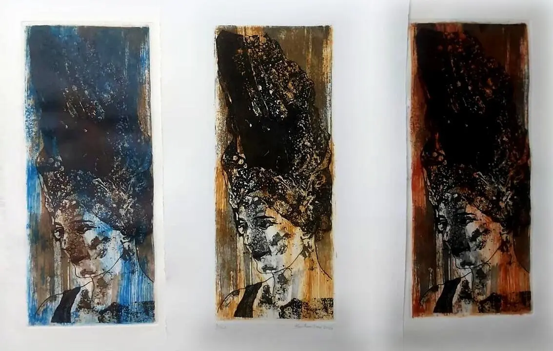 Liliana Santandrea Women with a big hat. Trittico di incisioni 2023