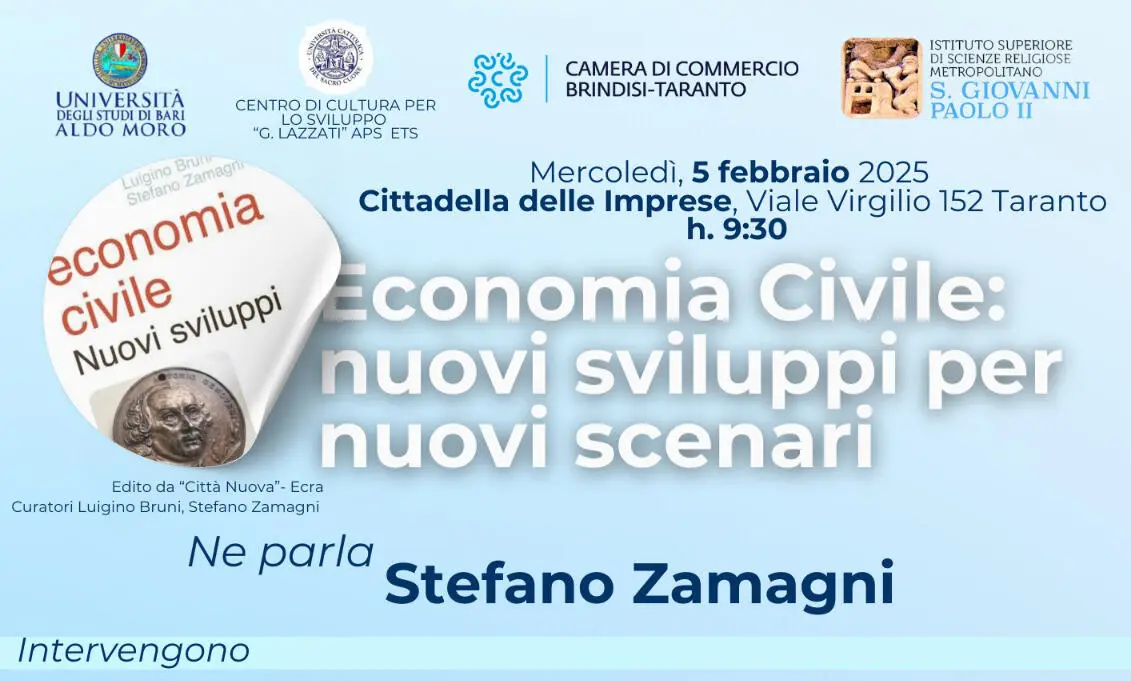 Taranto ospita Stefano Zamagni: convegno sull’economia civile