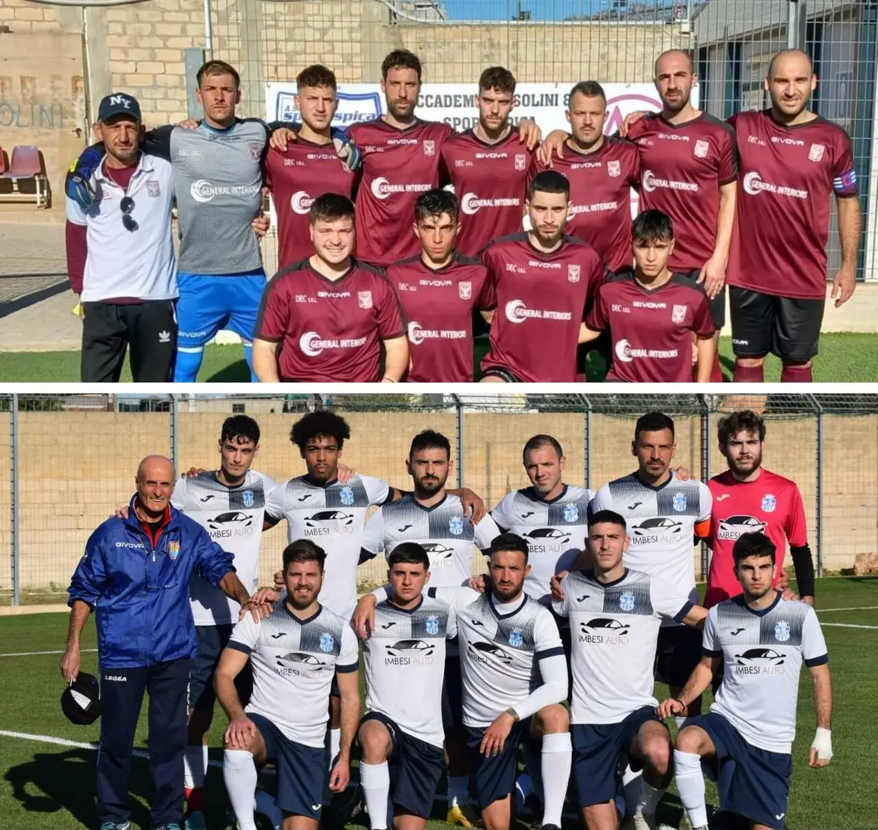 Le squadre de La Pinetina e il Cassibile