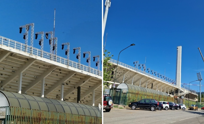 I proiettori installati sulla Maratona. (da Corriere Fiorentino)