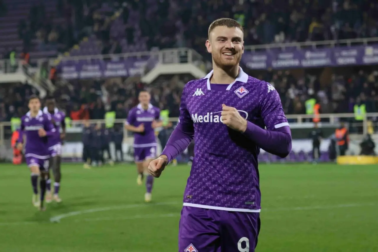 Beltran esulta dopo il rigore segnato col Parma. Foto: Vicario/Fiorentinanews.com