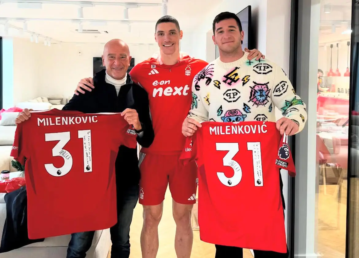 Leonardo Fabbri con l’ex viola Nikola Milenkovic. (da Instagram: @thefabbrino)