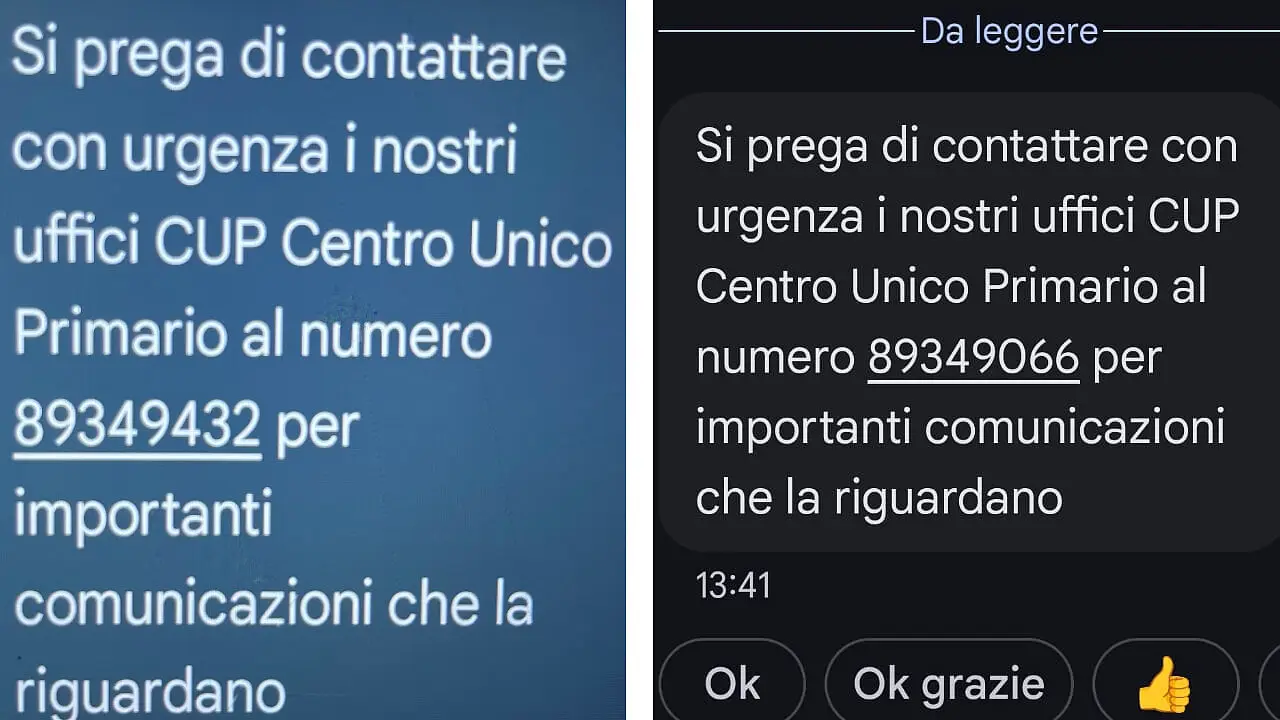 Alcuni dei messaggi truffaldini giunti all'utenza crotonese