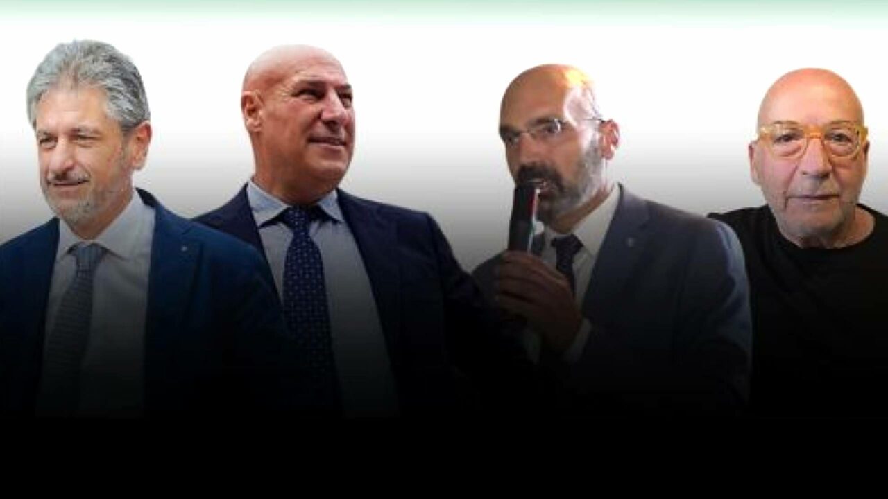 Da sinistra: Meo, Voce, Trocino e Barresi candidati sindaco di Crotone elezioni amministrative 2026