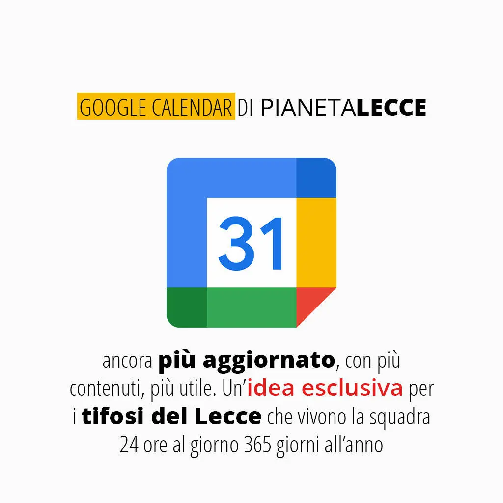 google calendar del lecce