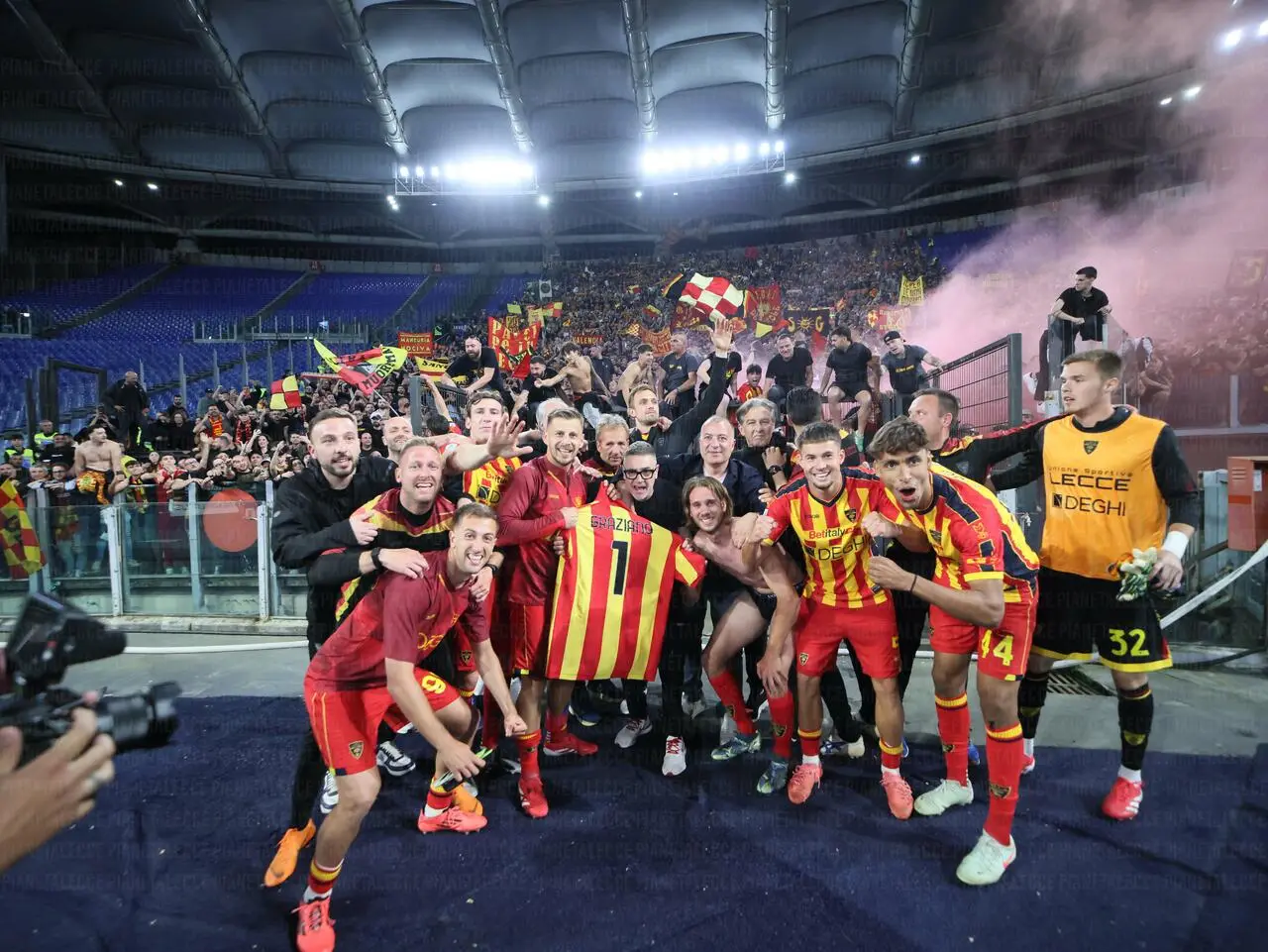 festeggiamenti lecce all'olimpico