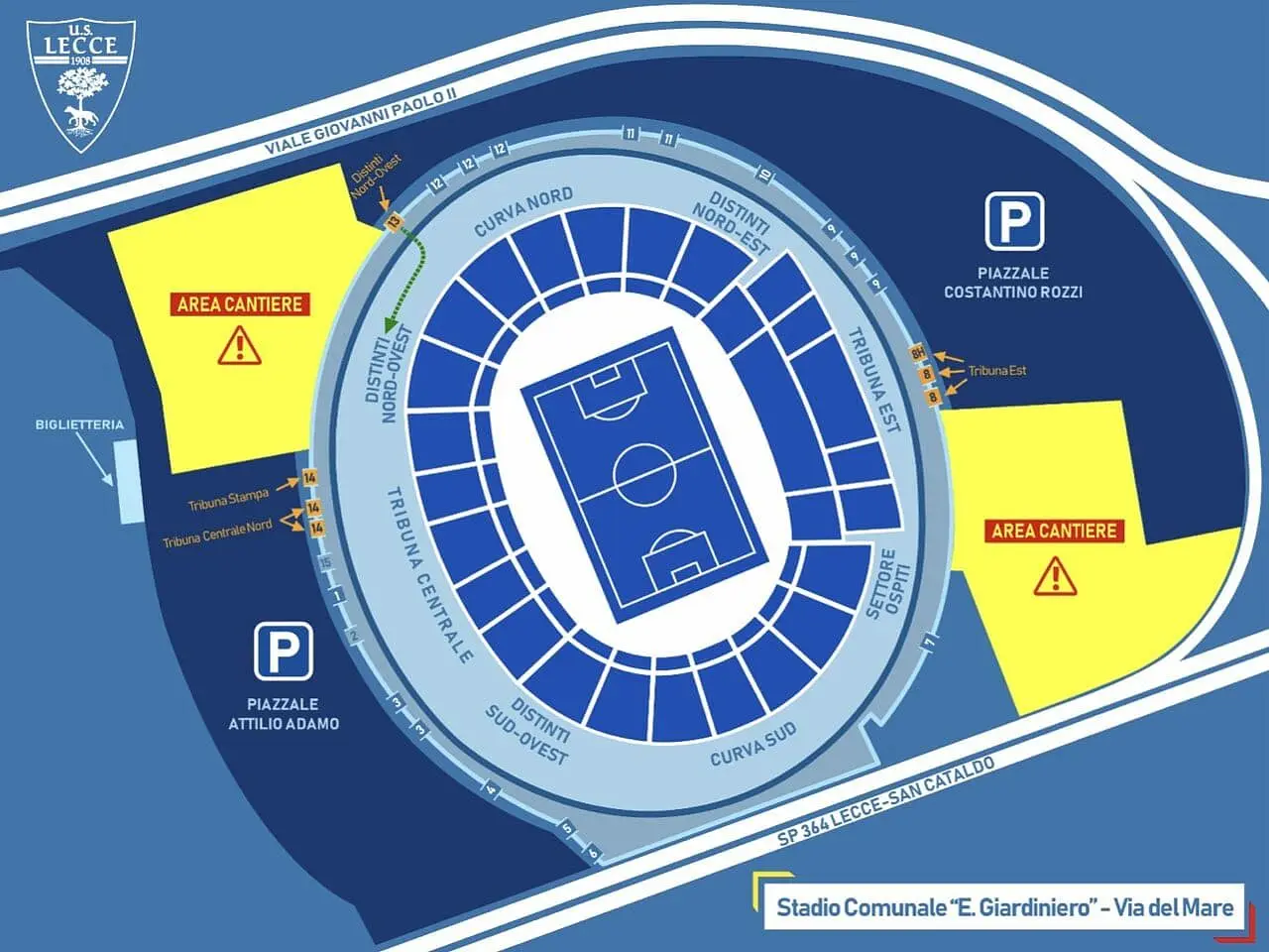 piano parcheggi stadio lecce