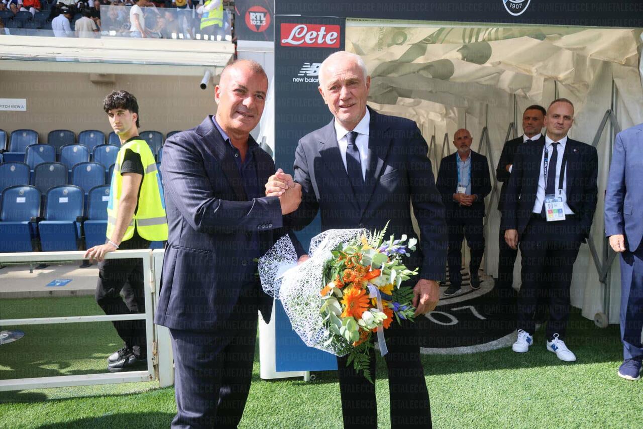 Atalanta-Lecce: Percassi fiori per Fiorita a Sticchi Damiani