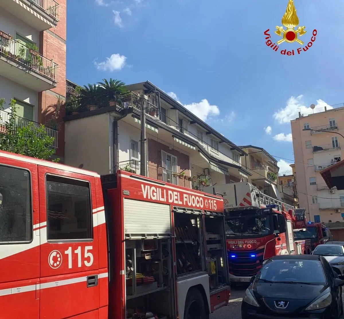 L'incendio in via Gabriele D'Annunzio