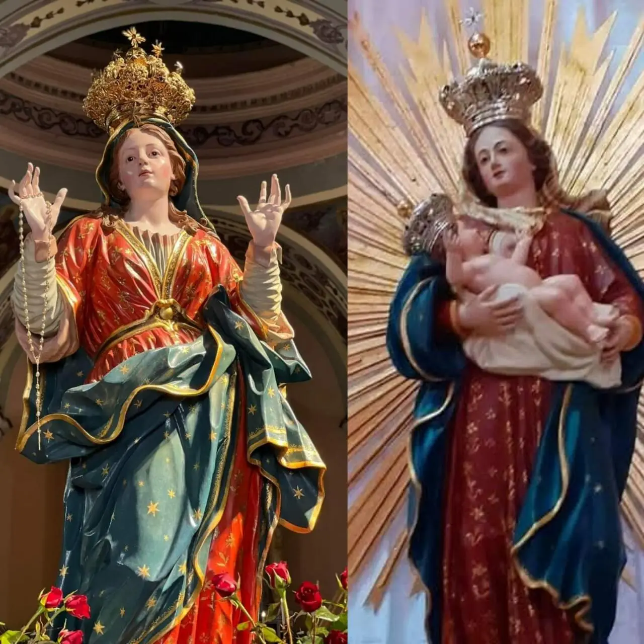 Le statue delle due Madonne di Lauro e Carano