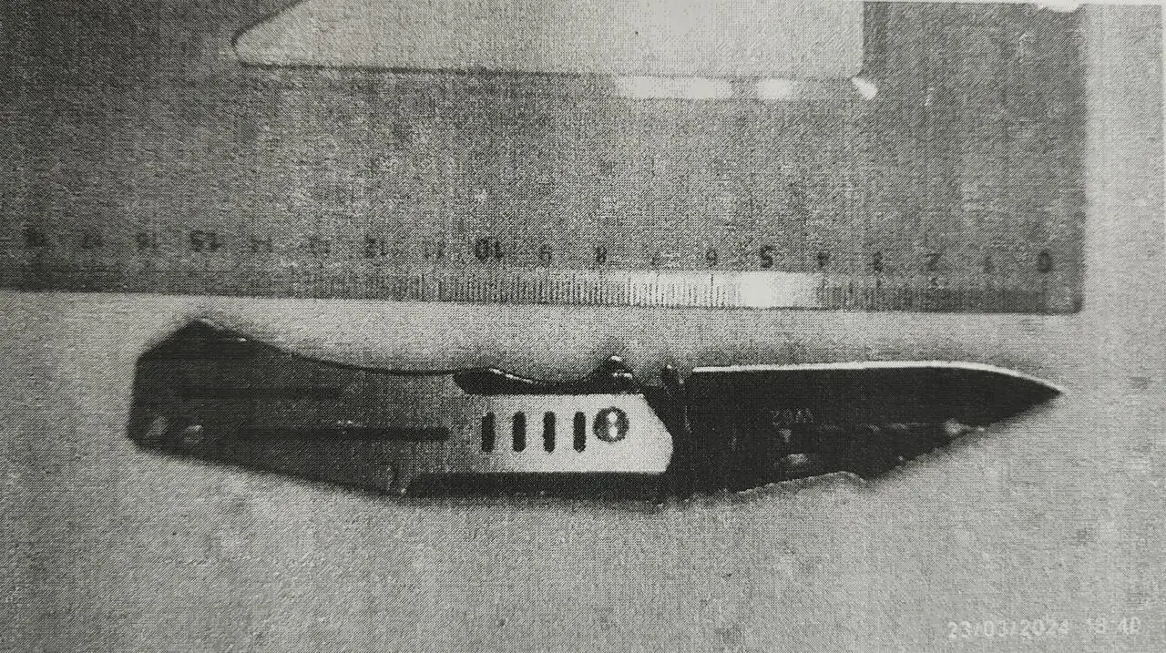 Il coltello sequestrato